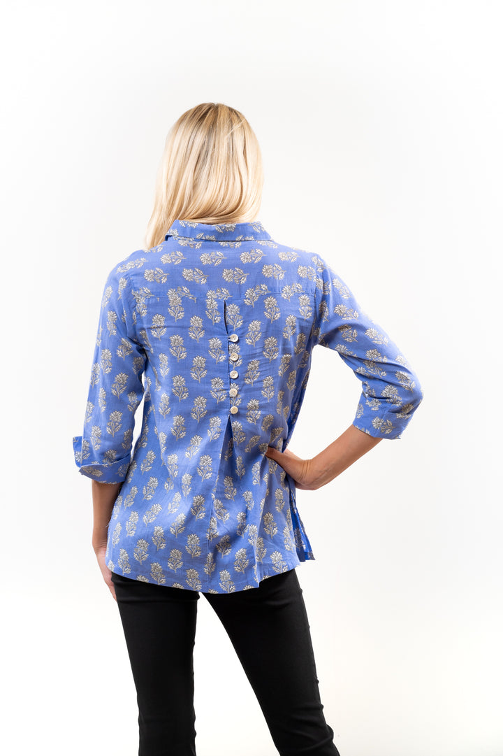 The Mason Top in Brilliant Blue Floral — view 5