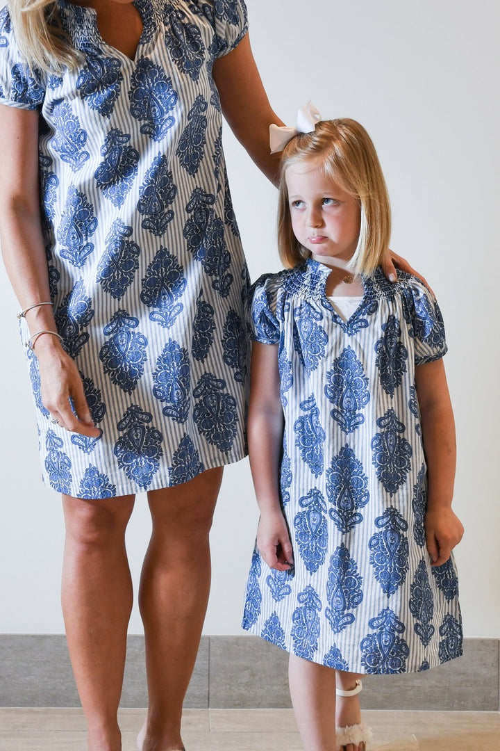 The Michelle Stripe Print Dress For Girls — view 2