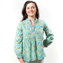 The Morley Cotton Block Print Top in Soft Green