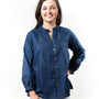 The Clayton Button Front Top in Navy