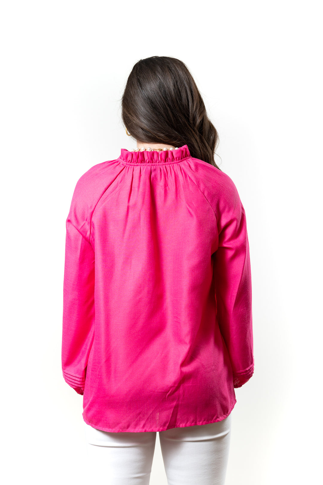 The Clayton Button Front Top in Pink Flambe — view 4