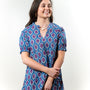 The Beatrice Baby Doll Top in Blue and Pink