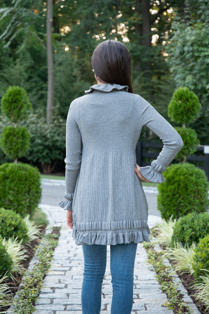 The Paige Knit Cardigan in Grey — view 8
