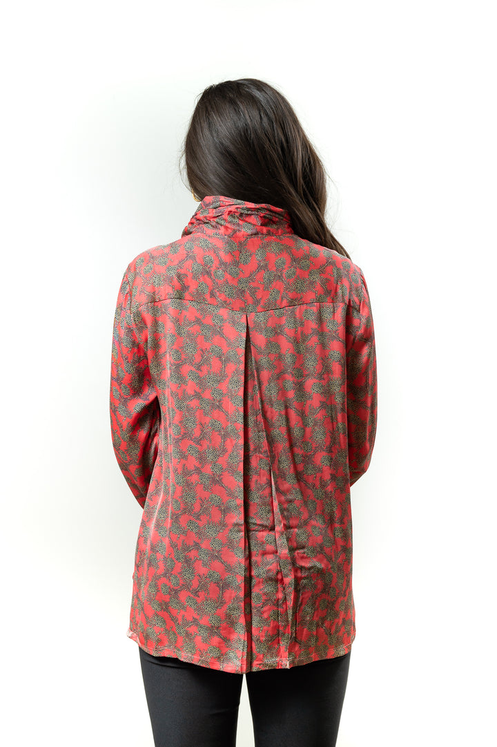 The Emory Ruffle Collar Tunic in Coral — view 5