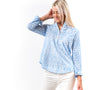 The Avery Top in Blue and White Cotton