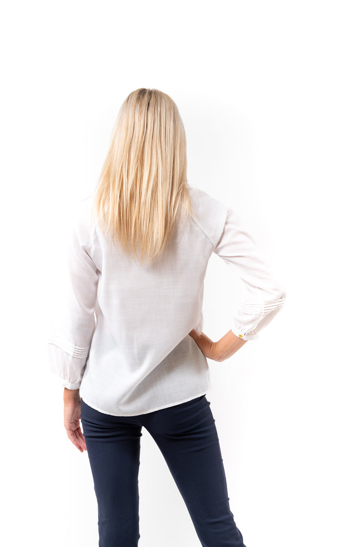 The Clayton Button Front Top in White — view 2