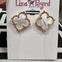 Mother of Pearl Clover Stud Earring in Gold
