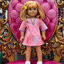 The Tatiana Pink Striped Multicolored Embroidered Doll Dress