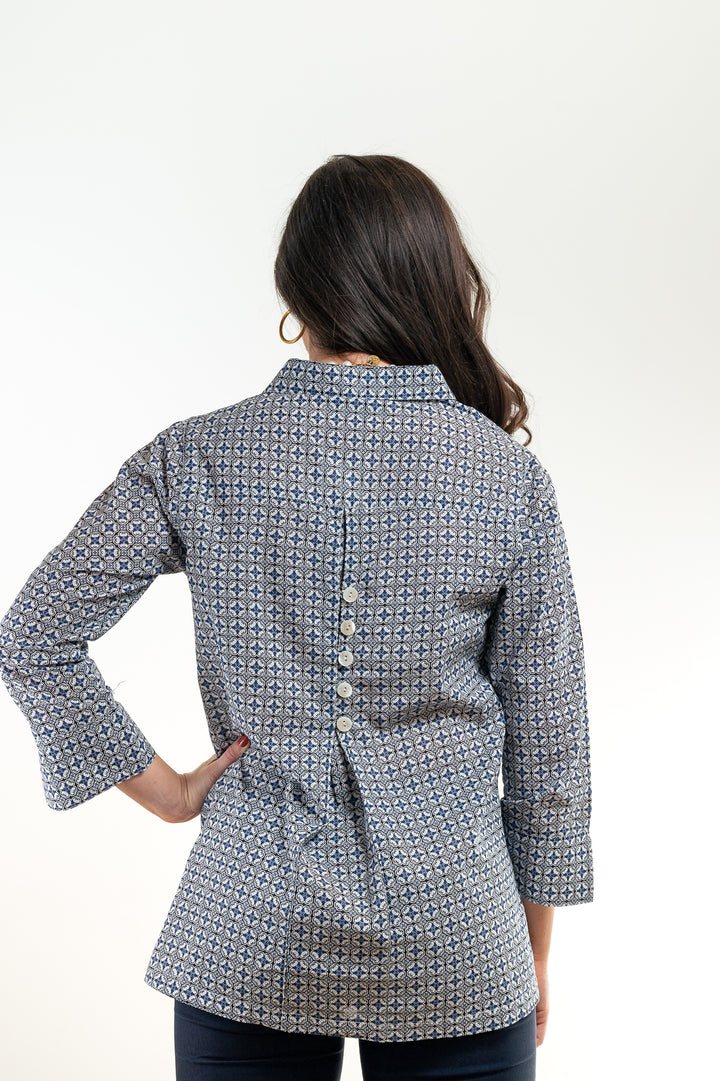 The Mason Blue, Black and White Patterned Print — view 4