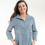 The Mimi Top is Blue Green Print