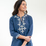 The Brie Embroidered Tunic in Blue