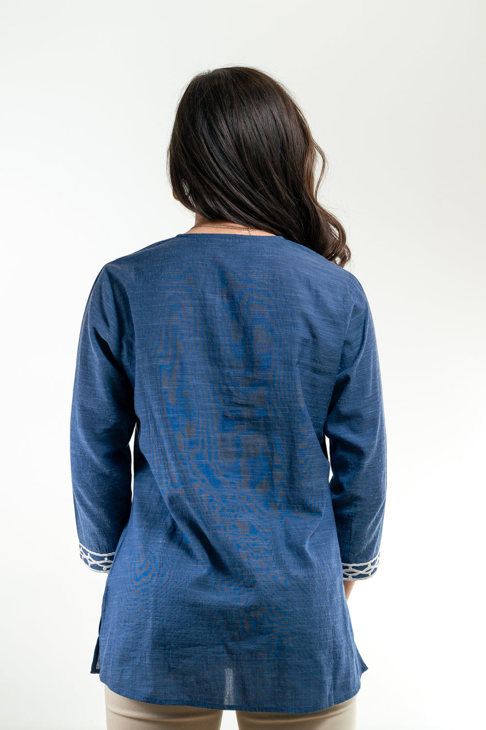 The Brie Embroidered Tunic in Blue — view 2