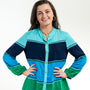 The Ralston Color Block Top in Shades of Green and Blue