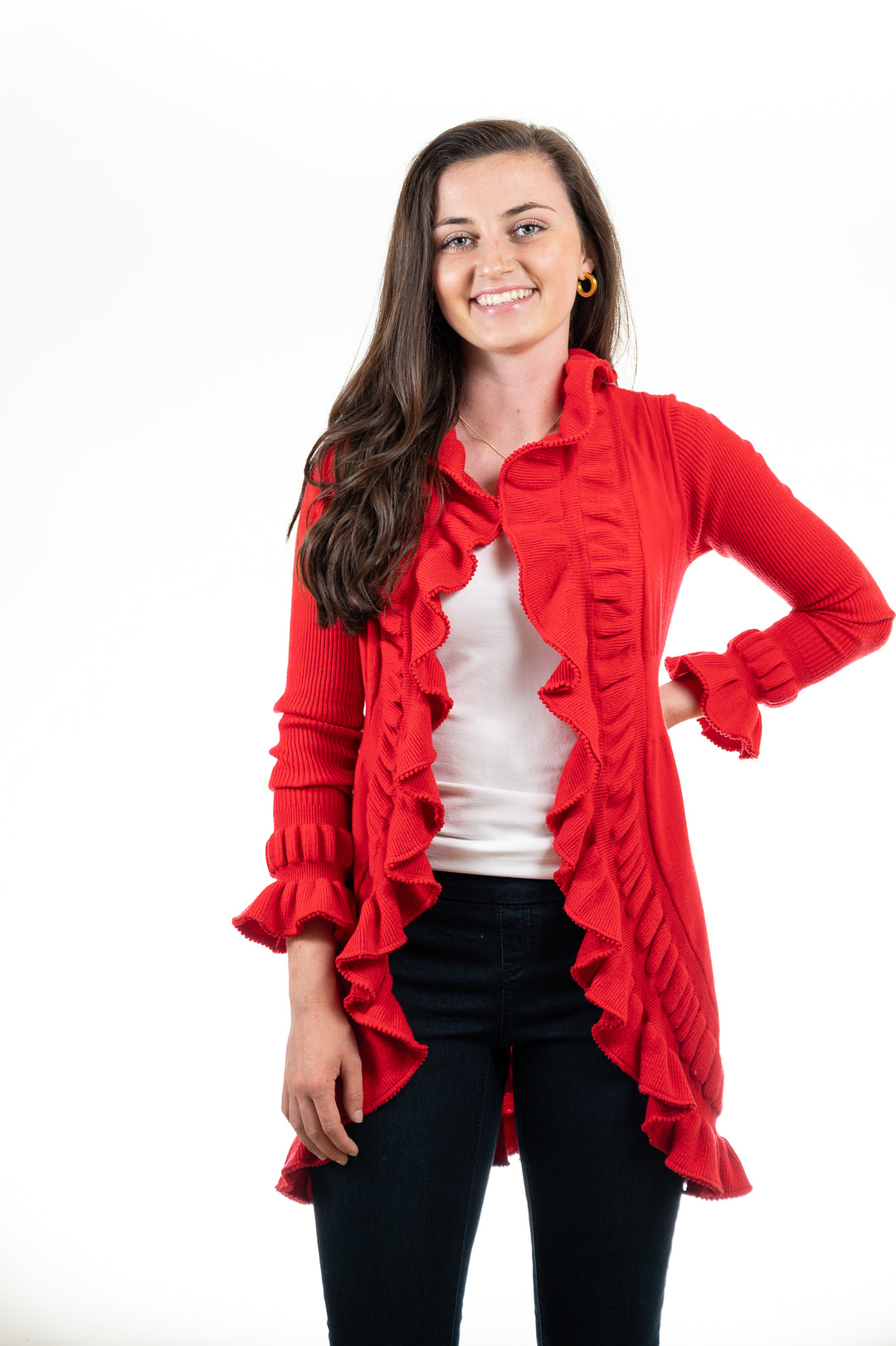 The Paige Ruffle Cardigan — view 17