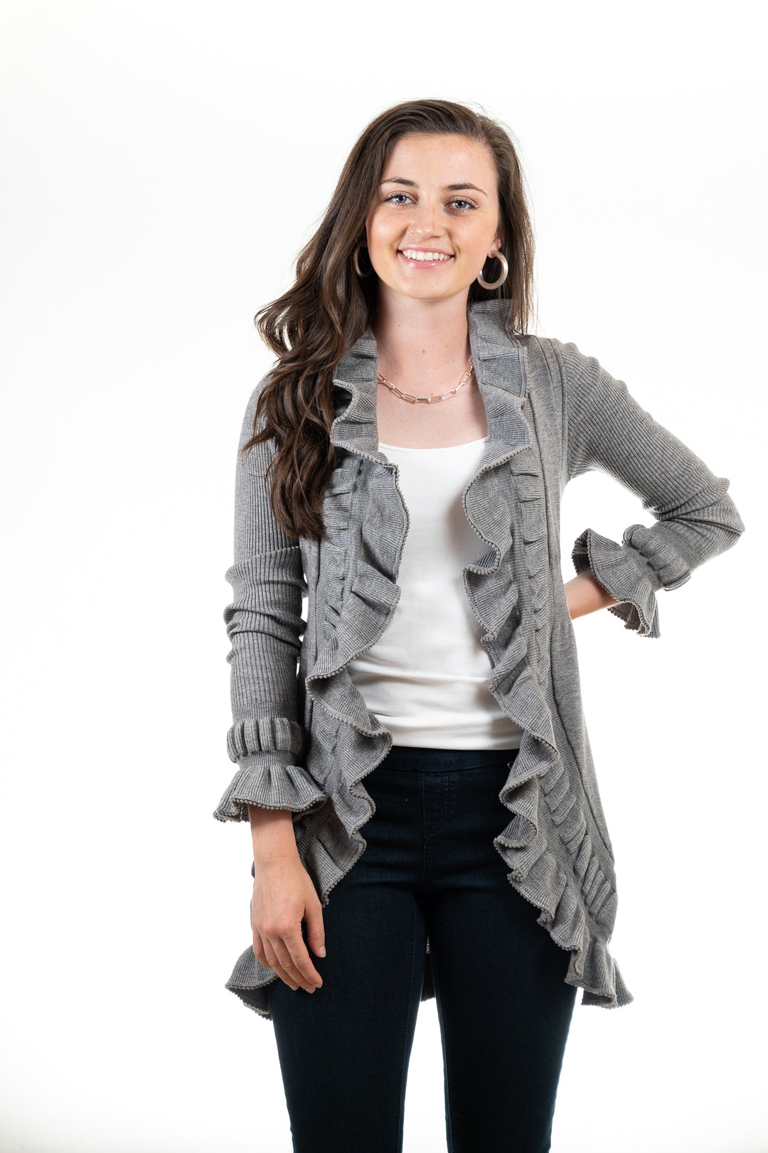 The Paige Ruffle Cardigan — view 24