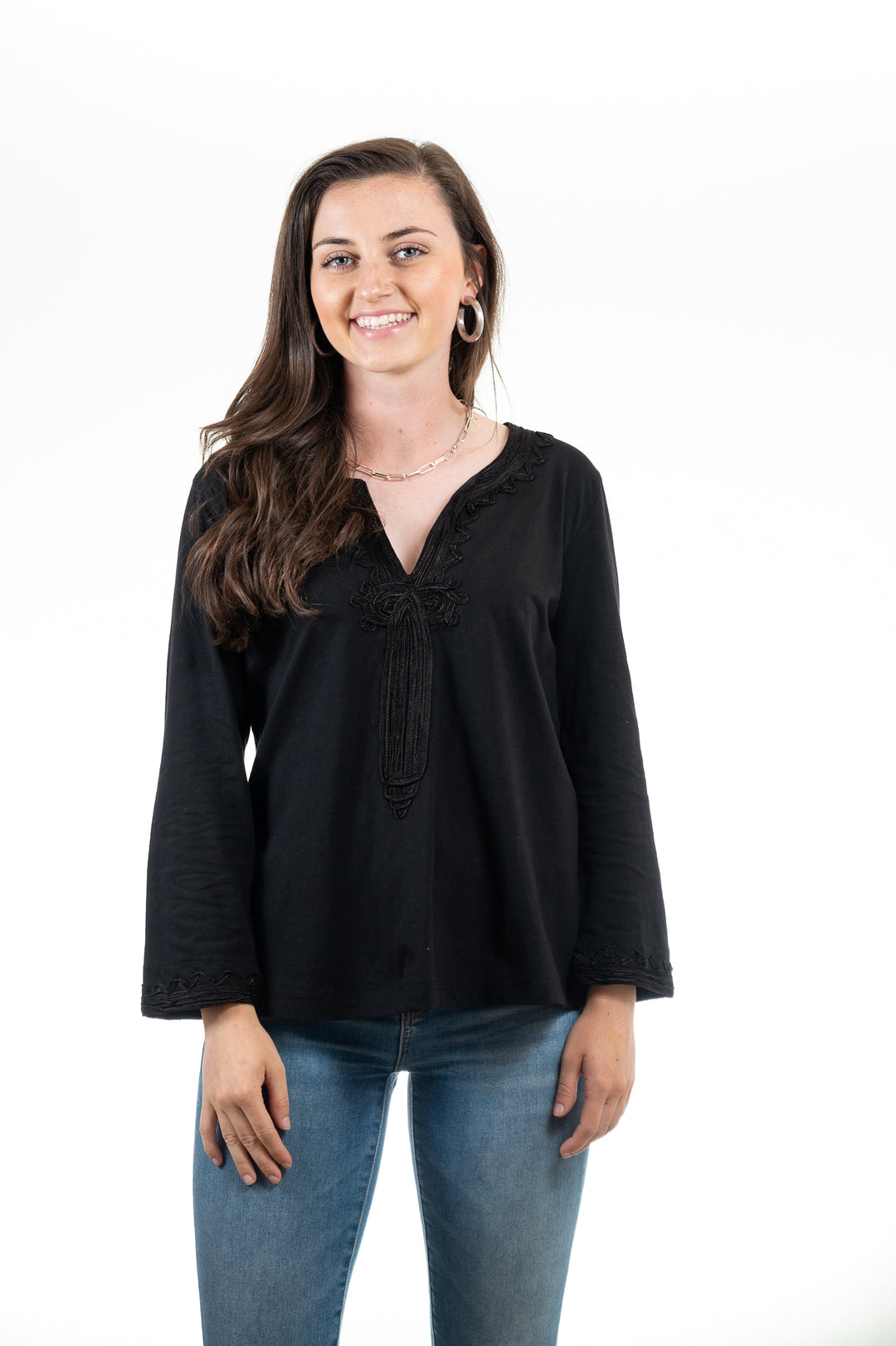 The Gigi Scroll Knit Tunic in Ribbon Red