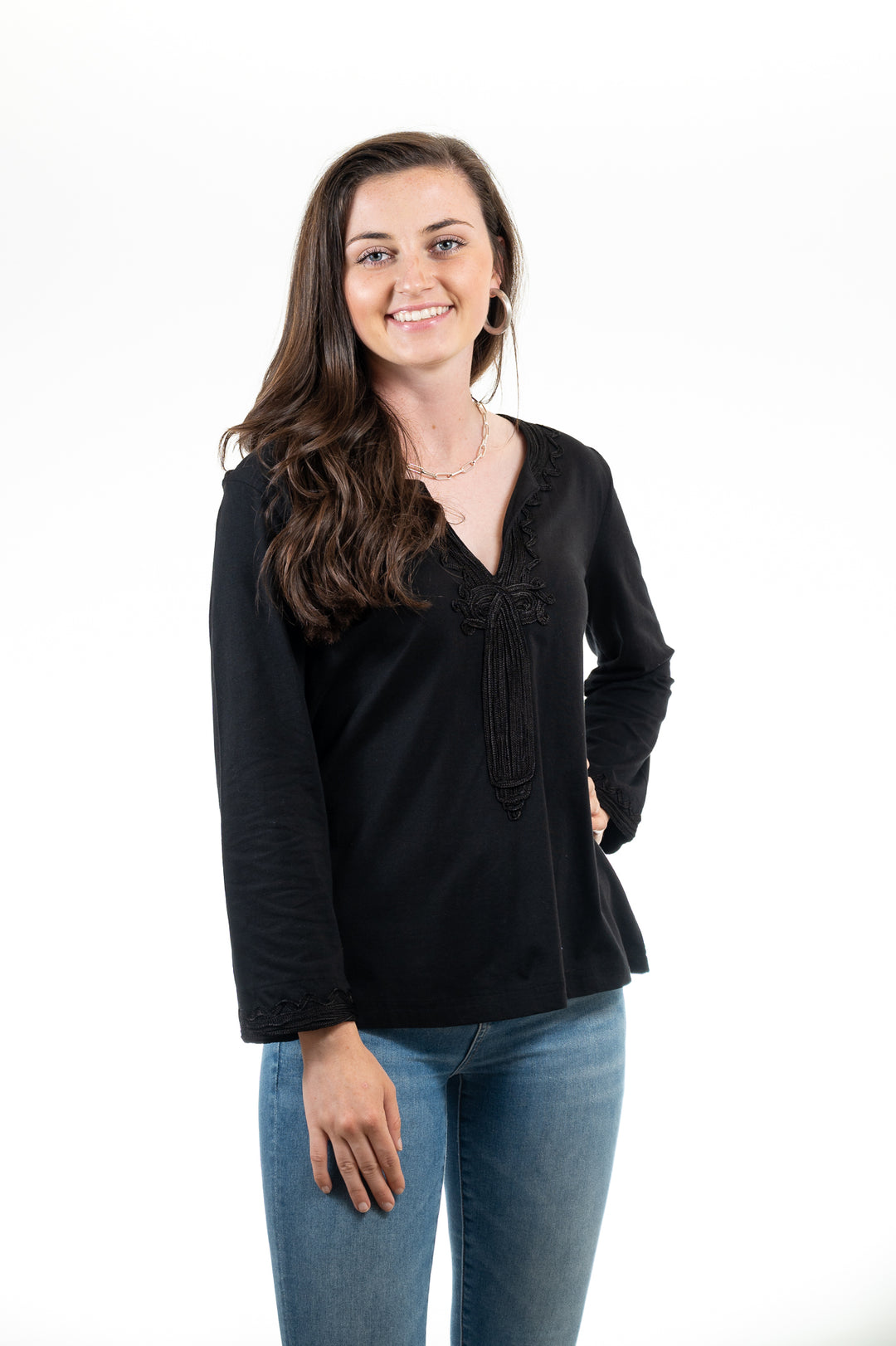 The Gigi Scroll Knit Tunic in Ribbon Red — view 5