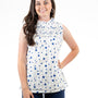 The Star-Struck Sleeveless Vineyard Top in White and Blue