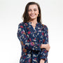 The Serena Block Print Shirt in Navy Floral