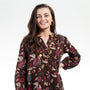 The Serena Button Front top in Chocolate Floral Block Print