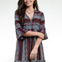 The Carson Dress in Brown and Navy
