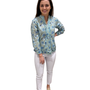 The Alexis Block Print Top in Turquoise and Navy