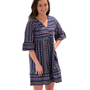 The Carson V-Neck Dress in Boho Multi Stripe