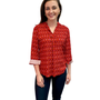 The Eloise Rayon Print Top in Sunset Coral