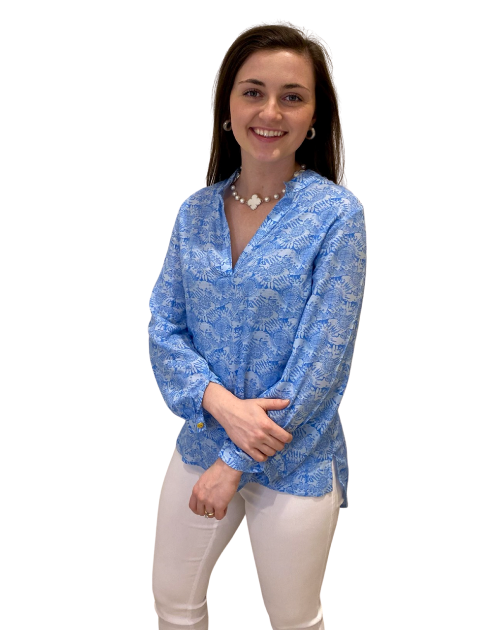 The Gilly Blue an Blue V-Neck Top — view 3