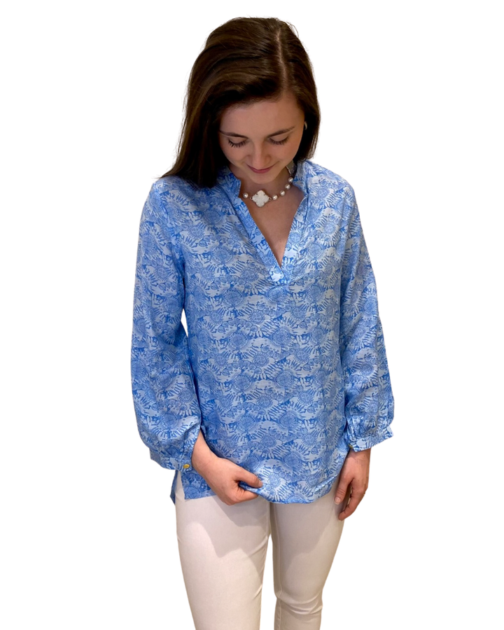 The Gilly Blue an Blue V-Neck Top