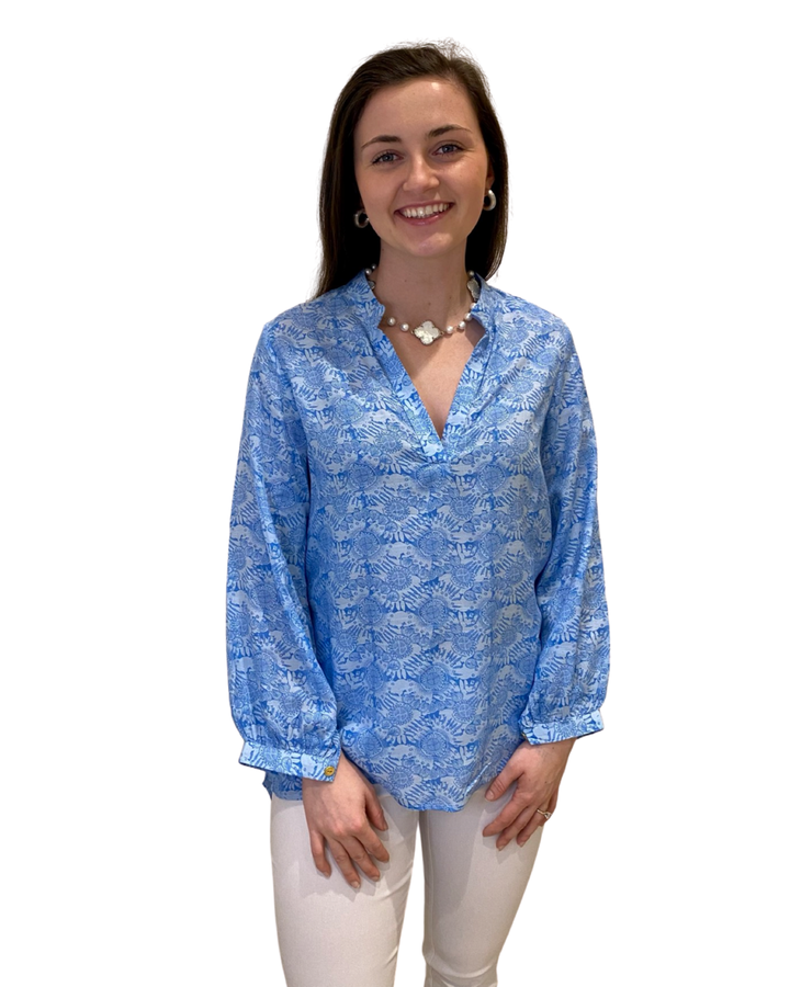 The Gilly Blue an Blue V-Neck Top — view 2