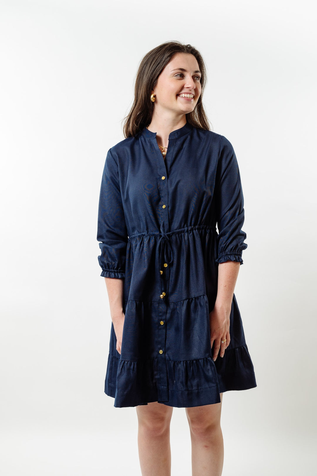 The Hamilton Cinch Waist Dress in Navy