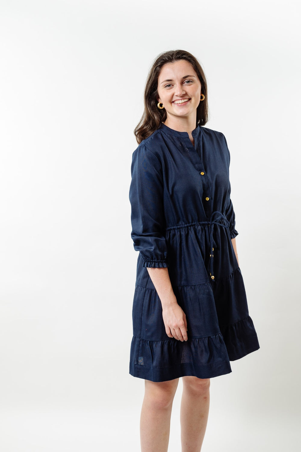 The Hamilton Cinch Waist Dress in Navy — view 2
