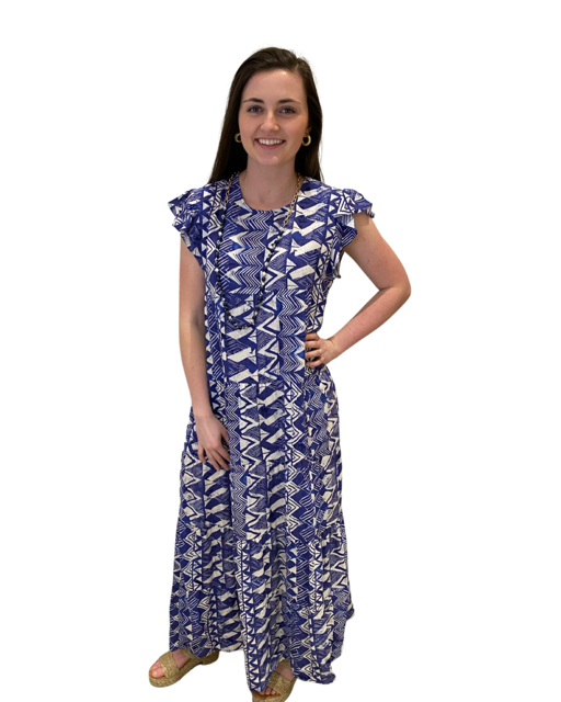 Purple Ikat Print Cotton Long Dress – MoonTara
