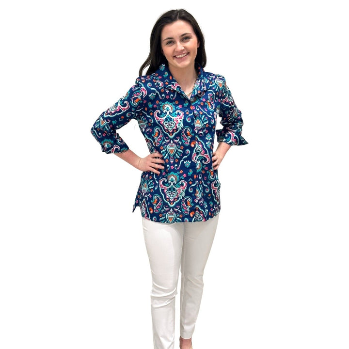 The Mimi Side Pocket Tunic In Multi colored Navy Print
