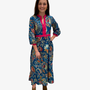 The Monaco Long Length Teal Multicolored Floral Print Dress