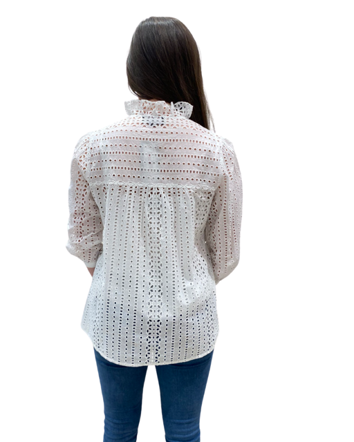 The Milly White Eyelet 3/4 Sleeve Top — view 2