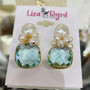 Aquamarine and Pearl Cluster Statement Earring