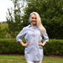 The Stacia Button Front Tunic In Blue with Silver Lurex Thread