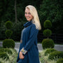 The Elsie Cotton Knit Cowl Neck With Braided Frog Detail