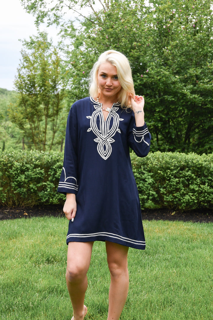 The Carter Tunic in Navy and White — view 6