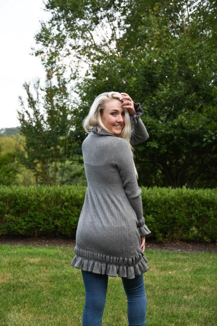 The Paige Knit Cardigan in Grey — view 5