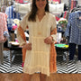 The Kirby White and Gold Tiered Dress