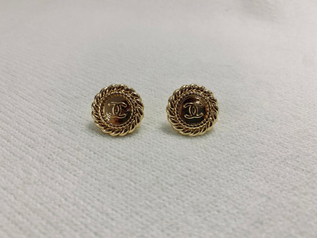Re-Purposed Gold Button Earring in Gold