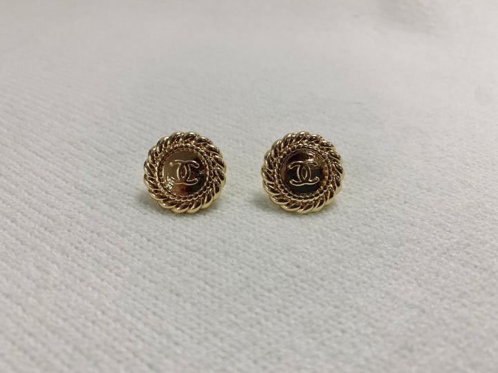 Re-Purposed Gold Button Earring in Gold