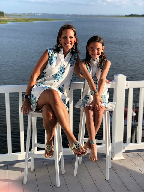The Dorsey Tunic Dress for Girls in Blue and White — view 3