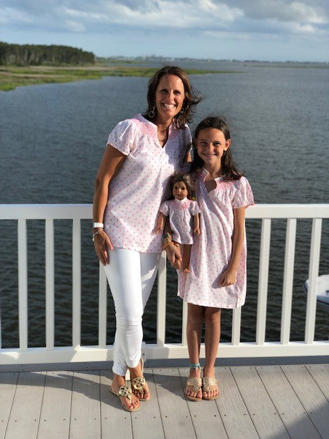 The Michelle Dress For Girls in White and Pink