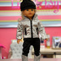 Metallic Down Doll Puffer Jacket and Hat Set