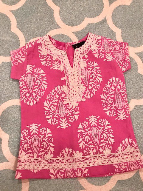 The Charlotte Embroidered Dress For Dolls in Pink and White