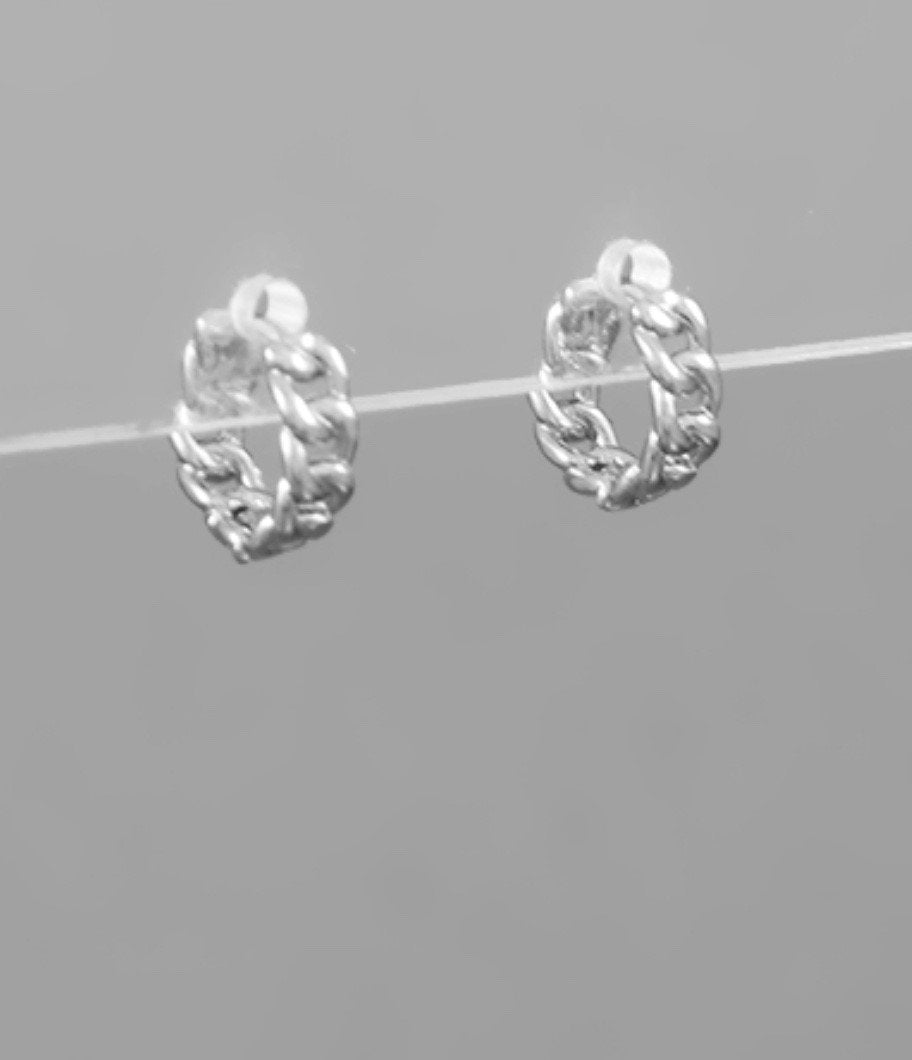 Chain Hoop Huggie Earring — view 2